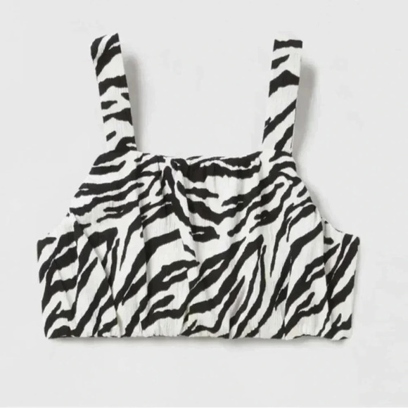 ZARA Gauze Textured Zebra Print Crop Top 13-14y NWOT - Picture 5 of 5